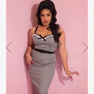 vixen by micheline pitt gingham dress 2x no belt